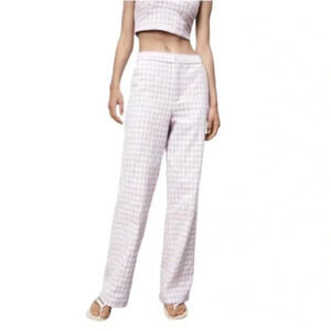 Zara Wide-Legged Gingham Pants NWT | Lilac and White  | Size XS